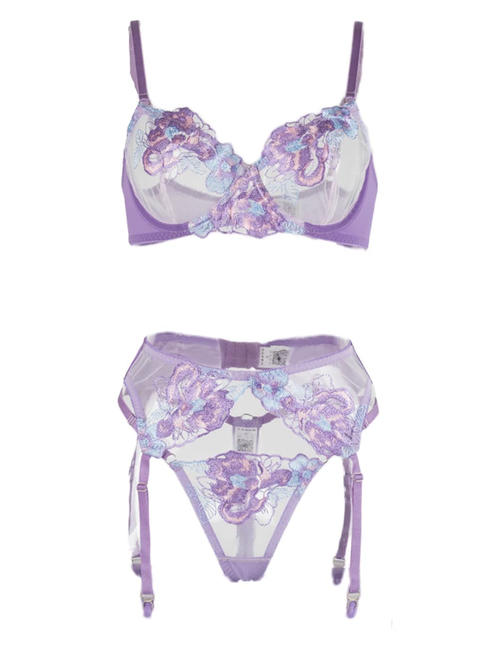 【送料無料】[qianqu] テディベビードールストラップブラとパンティーセットのレースガーターベルトラ..