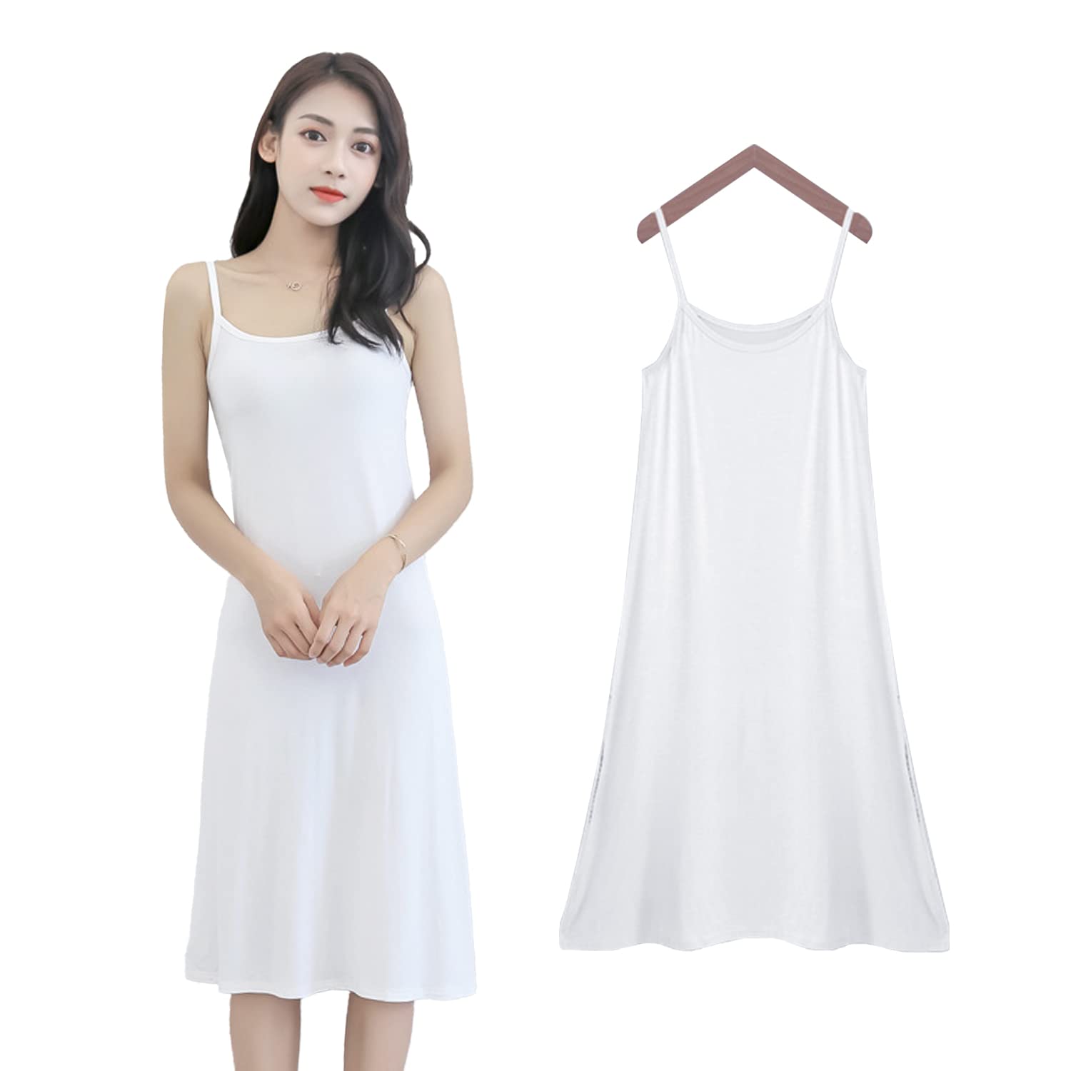【送料無料】[Trnvco] ペチコート レディース スリップ キャミワンピース モダール ルームウェア下着 スリップドレス 静電気防止 インナーワンピース タンクトップ ワンピース ハーフスリップ ロングスリップ キャミソール ロングワンピース 美しシルエット 重ね着 四季