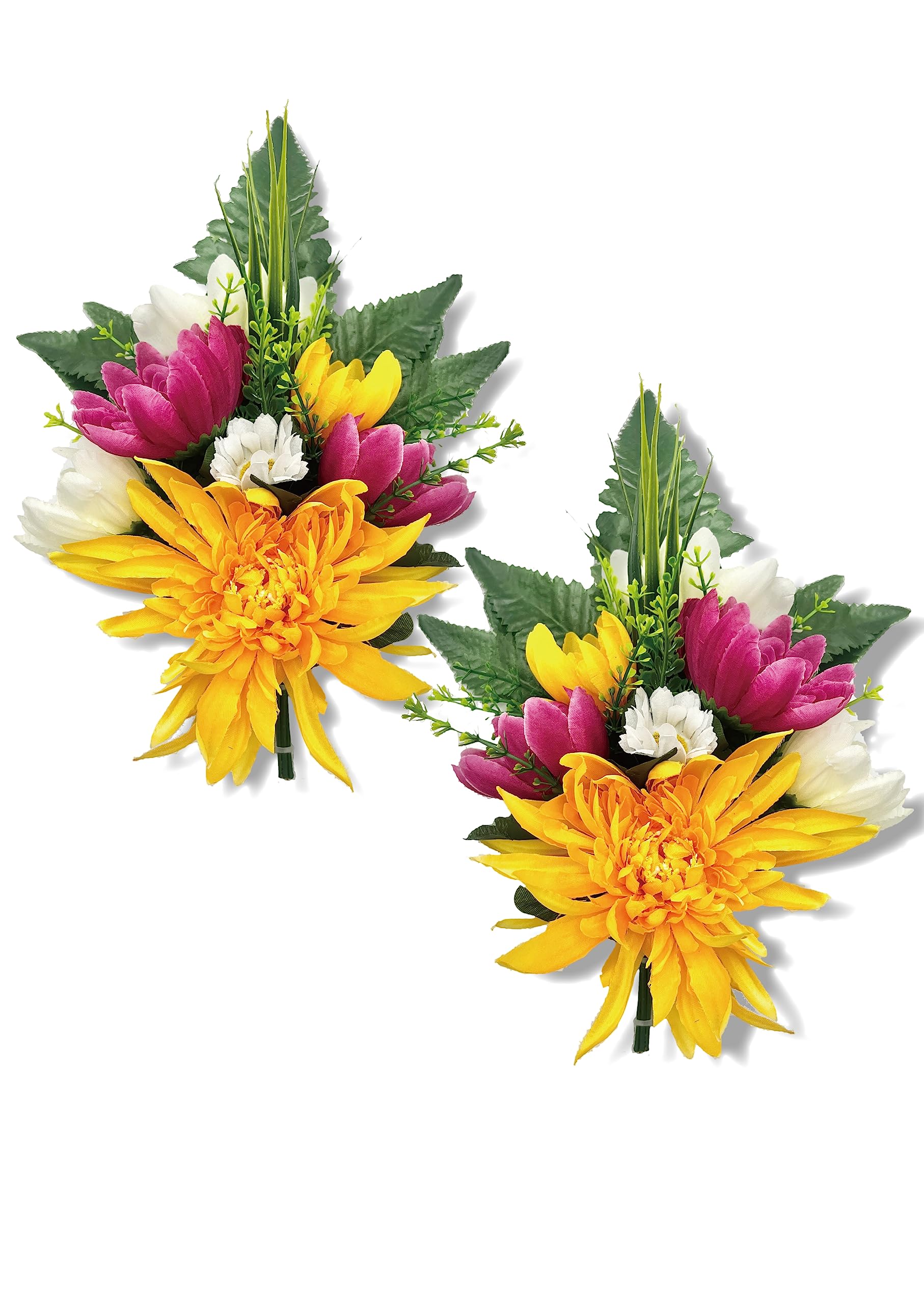 【送料無料】【 mamawreath 菊 ミニ 2本入 】 お彼岸 お盆 お墓参り 仏壇用 仏花 仏壇 仏壇花 左右対称 対 マム イエロー ミニ サイズ：(約)高32cmx幅22cmx奥11cm (仏壇仏花ブッシュL (FP-0970-02))