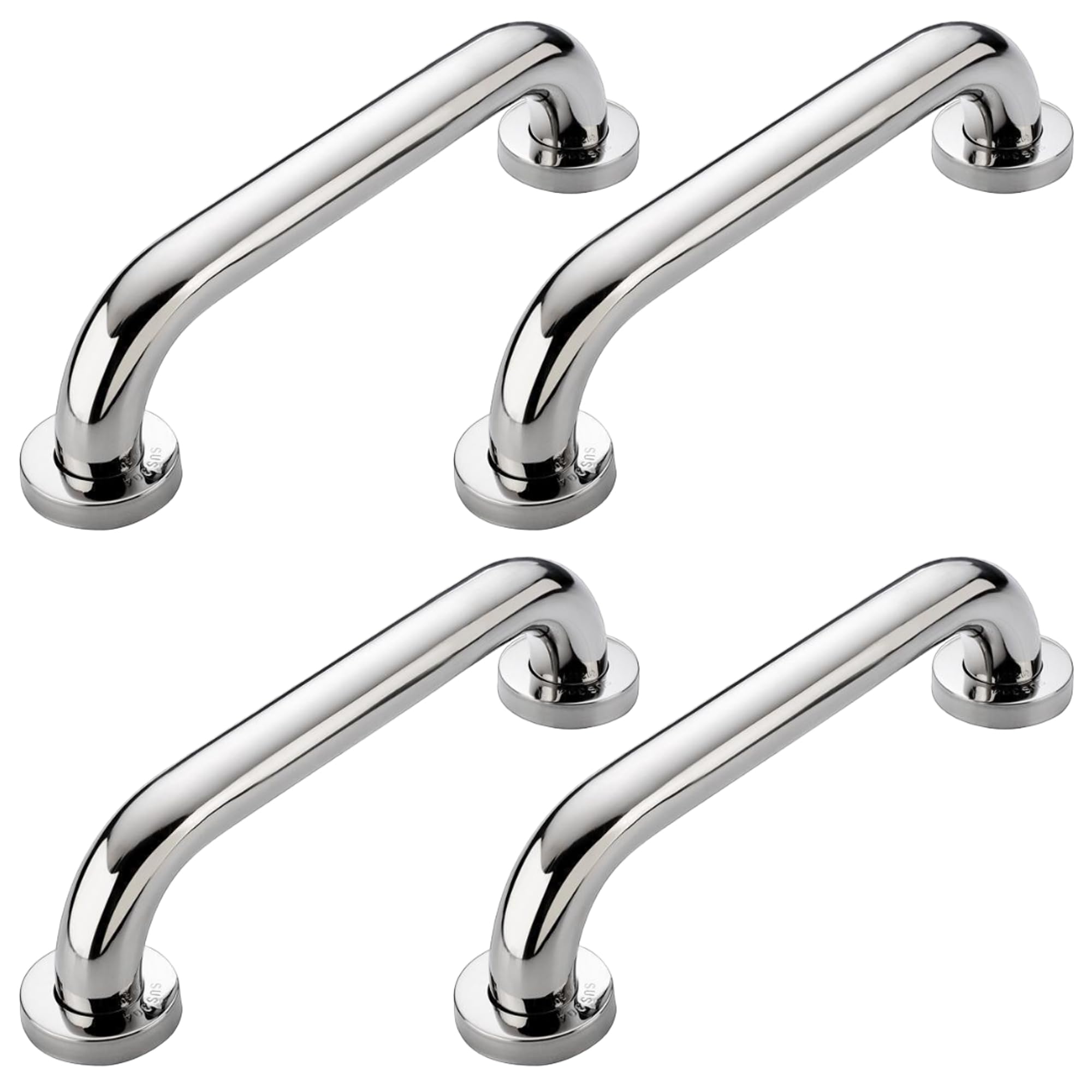 【送料無料】Asdays 手すり ステンレス 浴室 トイレ 玄関 階段 介護 取り付け簡単 厚み2.5cm 4個セット (長さ40cm)