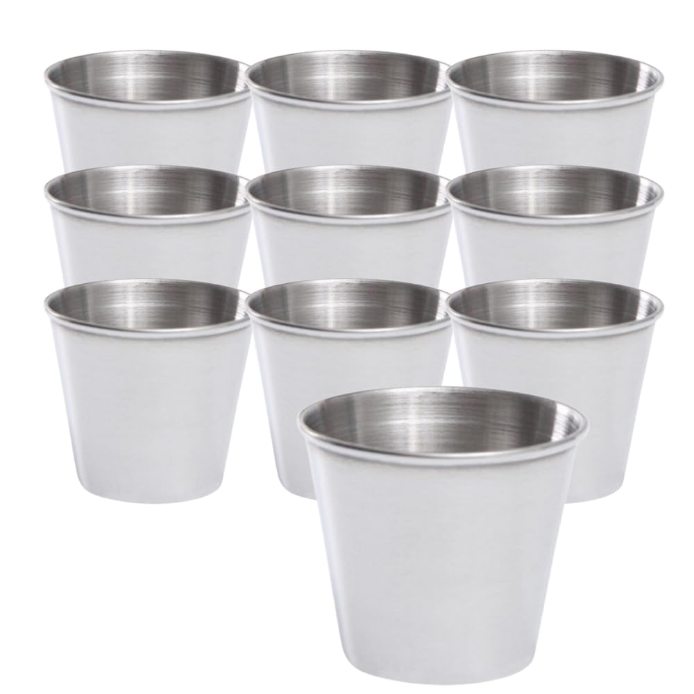 【送料無料】Asdays プリンカップ 製菓用品 耐熱 カップ容器 ゼリー型 湯煎 オーブン 円形 カップケーキ デザート ステンレス製 (10個セット, 小サイズ：底面3.0x上面4.0x高さ5.0cm)