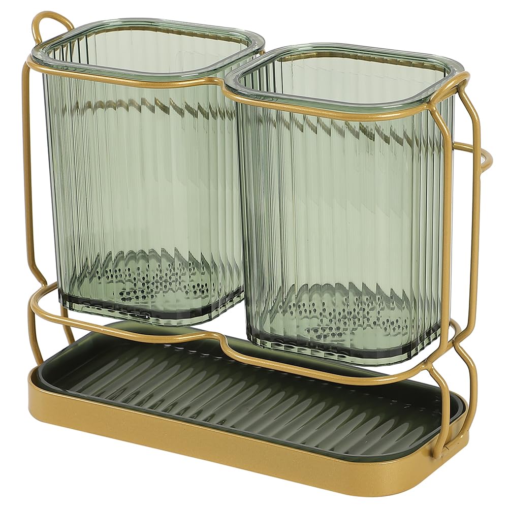 【送料無料】AllBright 箸立て カトラリースタンド 水切り ダブル 透明 卓上 おしゃれ 食器収納 箸 フォーク スプーン