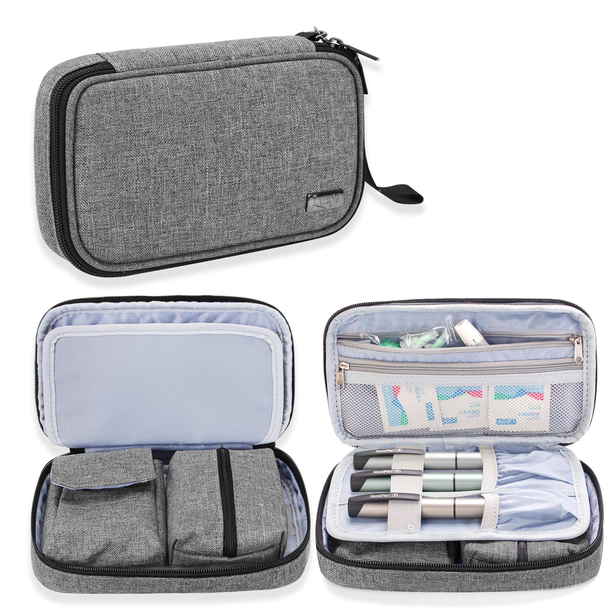 【送料無料】Luxja 血糖値測定器収納ポーチ 血糖値測定道具 収納 持ち運び ケース インスリン  ...