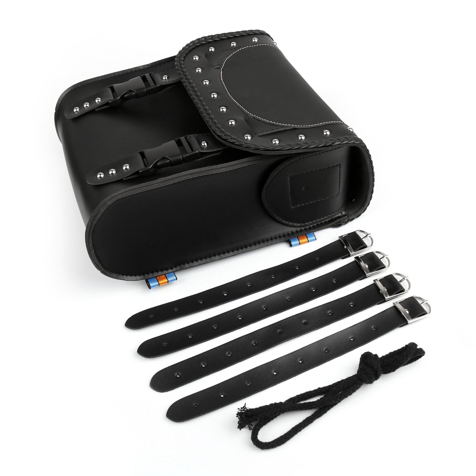 【送料無料】Bruce & Shark(ブルース・サメ)バイク用 サドルバック ラウンドバレル サドル ツールバッグ 防水PU製 サイドバッグ バイク 黒色