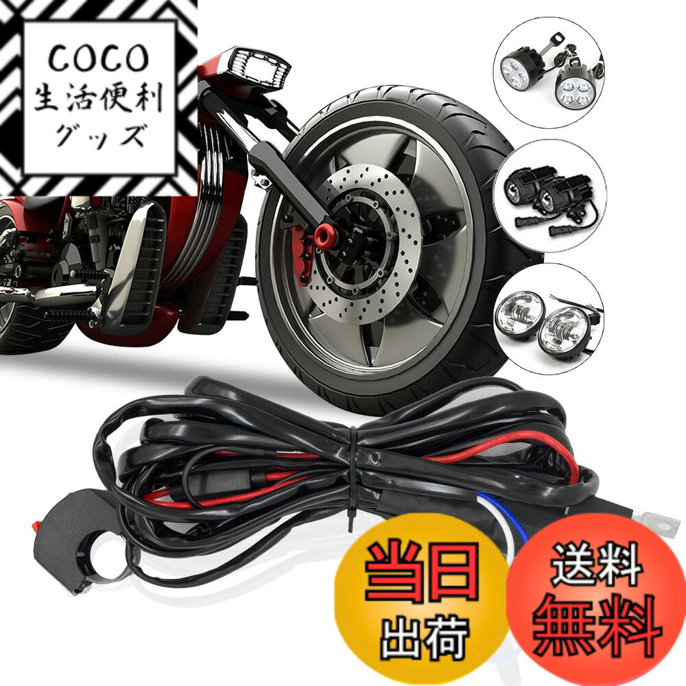 【送料無料】RCP プラスチック ブラック バイク用/車用 ライト用リレーハーネス フォグランプ 配線キット スイッチ付 ハイパワー LED作業灯向け フォグランプリレー/補助灯/追加灯/ワークライト配線 ワイヤーハーネス 9v/12v/24v対応 40A 汎用品 [2灯用]