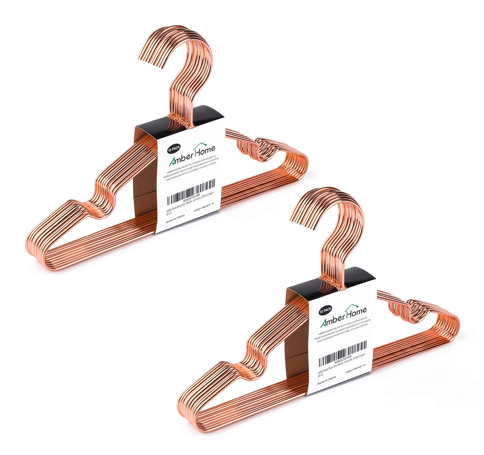 【送料無料】Amber Home ベビーハンガー 20本組 子供用 ローズゴールド 蛍光剤なし メタルハンガー エレガント 衣類金属ハンガー スーツ Tシャツ ジャケット ドレス タオル用 頑丈 耐用 コンパクト 滑り止め 収納 幅30cm