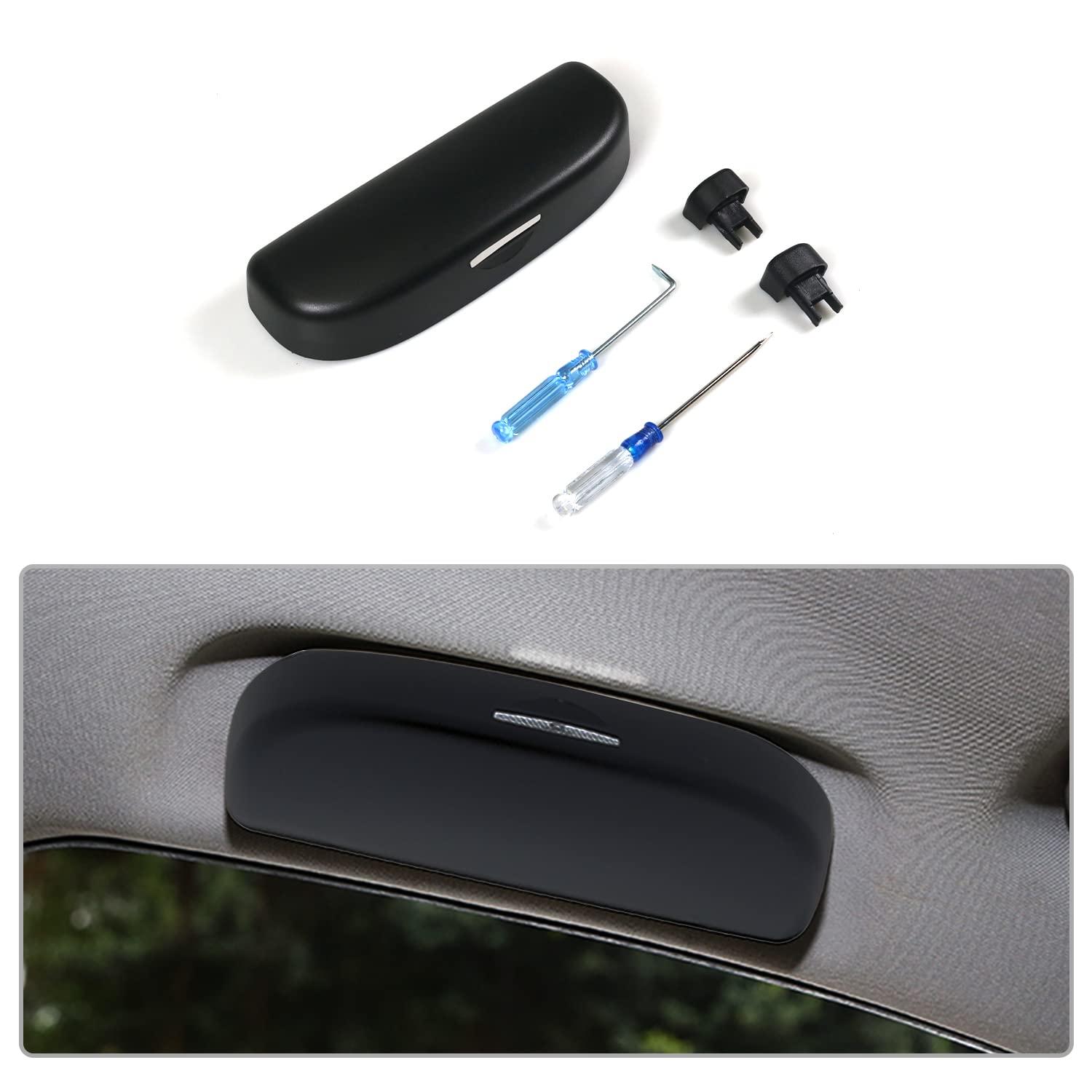 【送料無料】【CDEFG】 サングラスホルダー C-HR/新型 トヨタ ハリアー 4代目 80系 / カローラ ツーリング/ライズ/カローラスポーツ / RAV4 50系 / ダイハツタフト/ダイハツロッキー/車用 メガネ 収納 ケース トヨタ サングラス ホルダー 収納 サンバイザー 取付用工具付