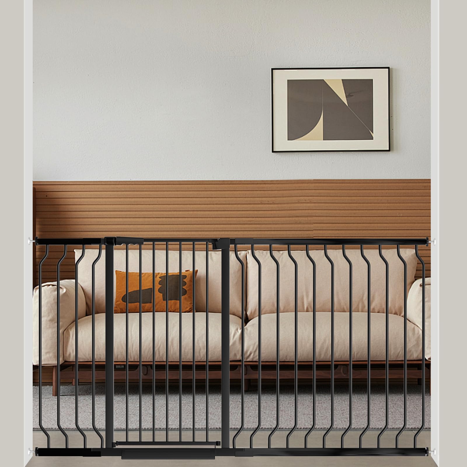 【送料無料】Seogva ベビーゲート ハイタイプ 高さ103cm 拡張フレーム付き 自動ロック 高さ100cm以上つっぱり式 穴開け不要 前後90度開閉 セーフティー安全ゲート 扉開閉式 二重ロック ブラック ホワイト 設置幅167-174cm