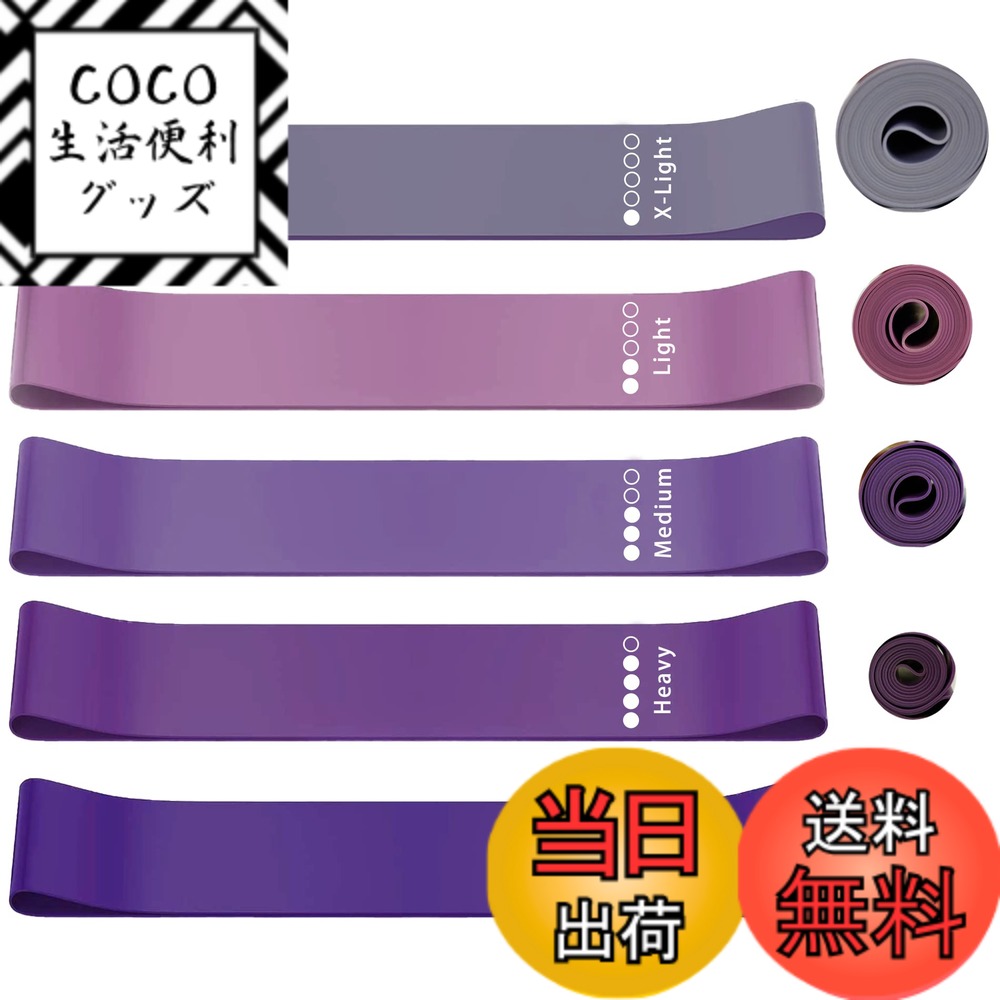 樂天商城 - 【送料無料】roseddy トレーニングチューブ ゴムバンド 筋トレ ゴムチューブ 天然ラテックス ゴムバンド チューブ トレーニング 5本セット 自宅 筋トレ ゴム バンド 美尻 トレーニングバンド リハビリ ゴムバンド ストレッチバンド（紫）