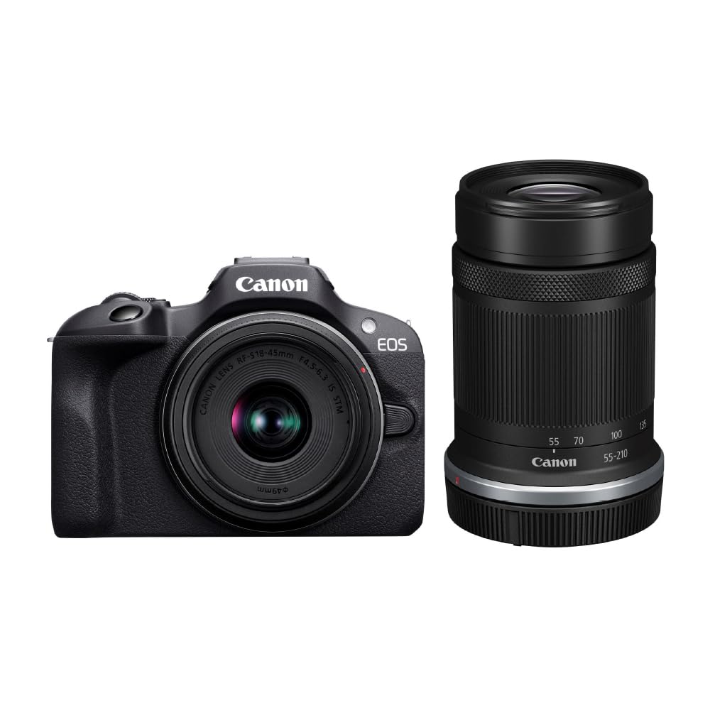 【送料無料】Canon ミラーレス一眼カメラ EOS R100 ダブルズームキット(RF-S18-4 ...