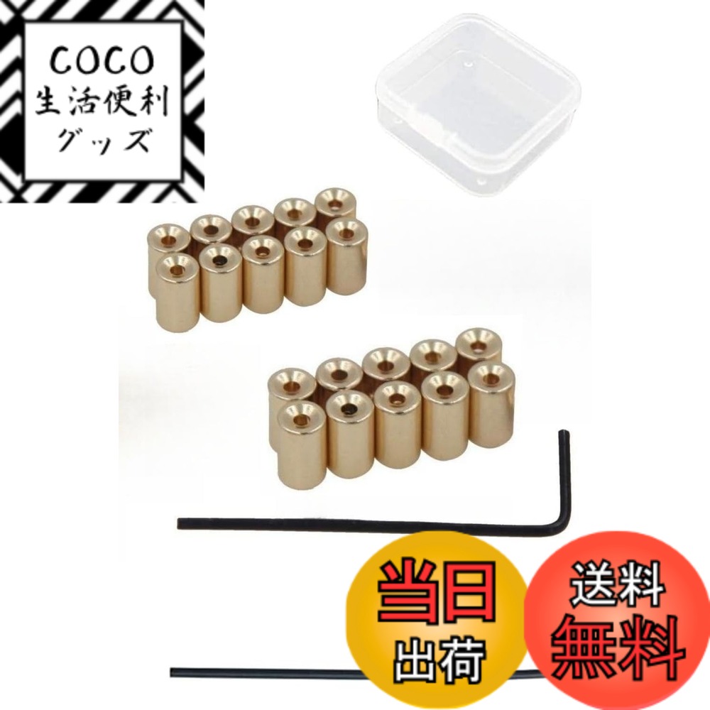 Rakuten - 【送料無料】YFFSFDC ピンバッジのピンバッチ 6x5mm 20個セットネジ式キャッチ 留め具 金具 収納ケース付 (金色)