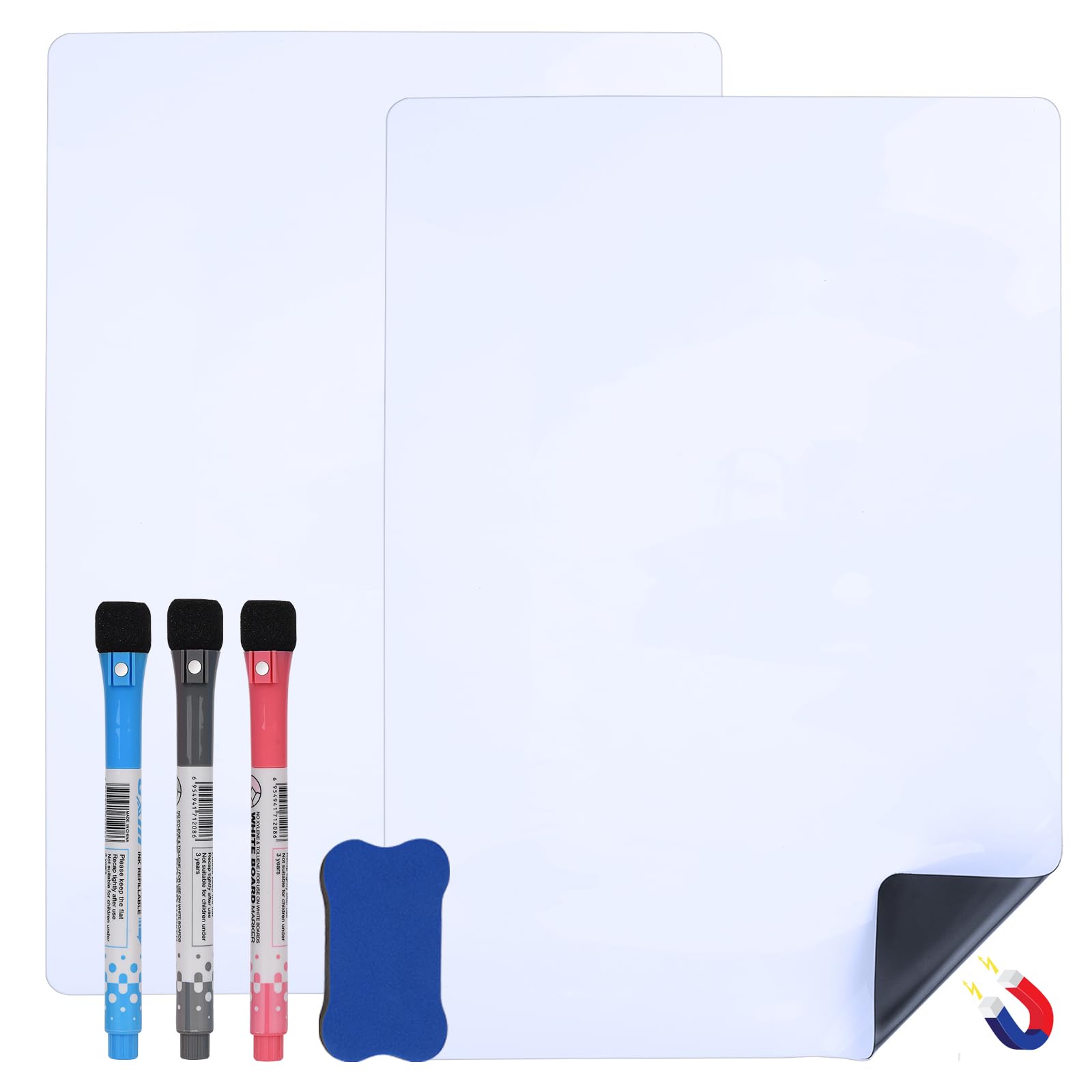 【送料無料】MerryNineホワイトボード冷蔵庫マグネットホワイトボード繰り返し書ける家族用メモボード キッチン掲示板 お子様お絵かきボード 防水汚れ防止 剥がしても跡残らず（A3/2pcs）