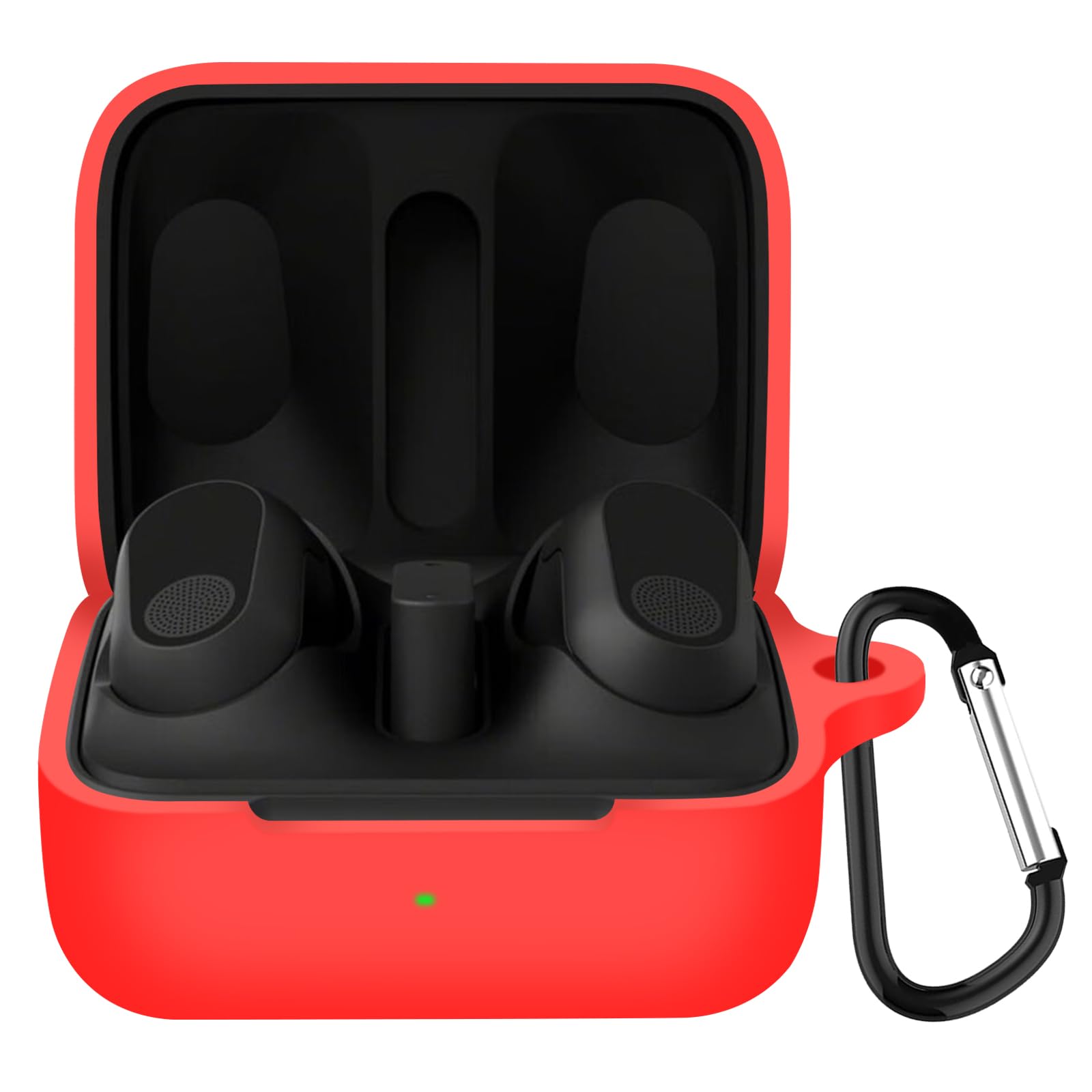 【送料無料】ANYOI 対応 Sony wf-g700n ケース 超極薄 液状シリコン素材 LED可視 耐衝撃 防水 防塵 軽量デザイン ワイヤレス充電対応 傷防止 紛失防止 シンプルスリム カラビナ付き(レッド)