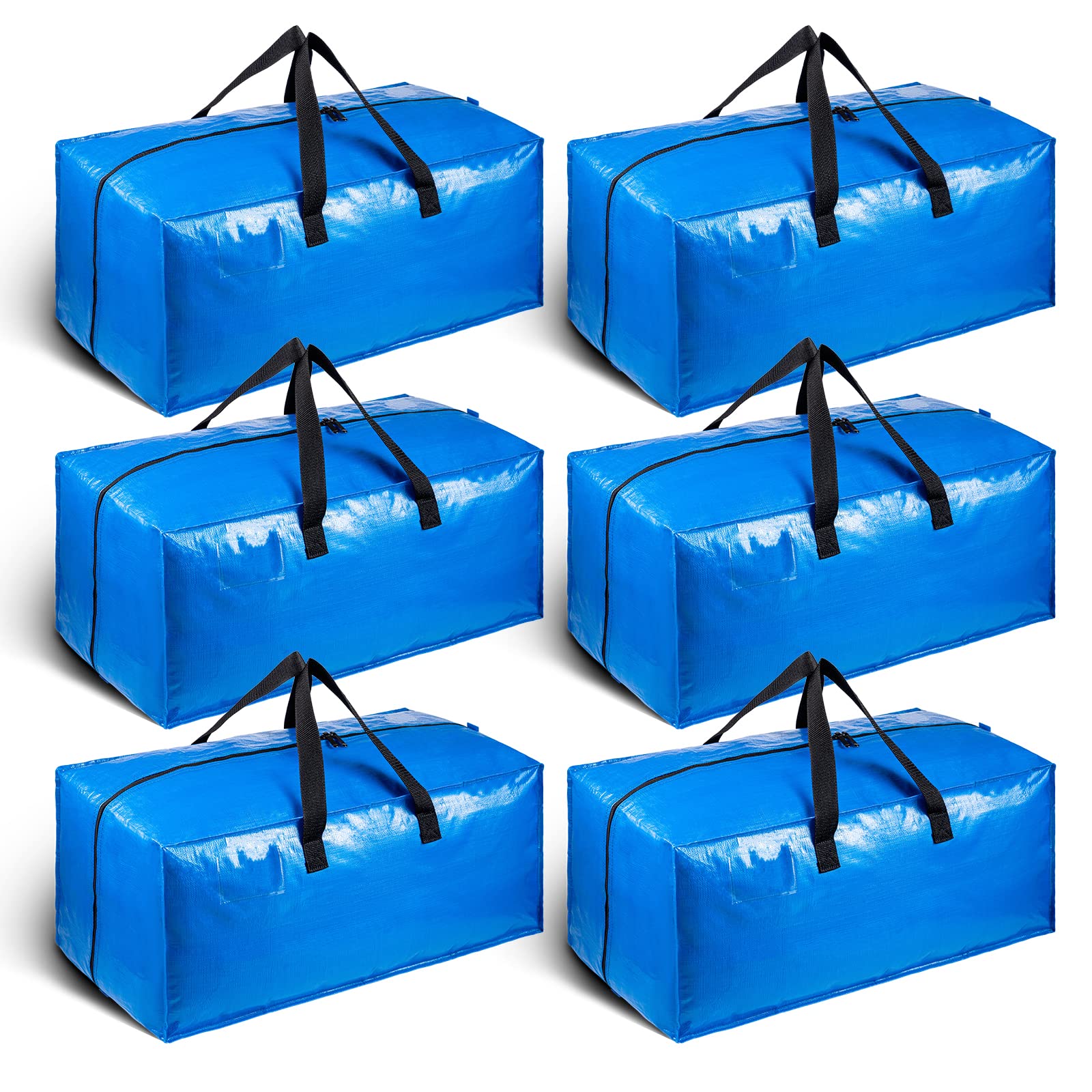 【送料無料】TAILI 大型収納袋 引越しバッグ 布団収納カバン 特大容量 ビッグバッグ 寝具ケース 持ち手付き 洋服 衣装ケース 羽毛ふとん 防塵防水 折りたたみ式 省スペース 引っ越し 背負える キャンプ 旅行 耐荷重 ブルー 6個セット