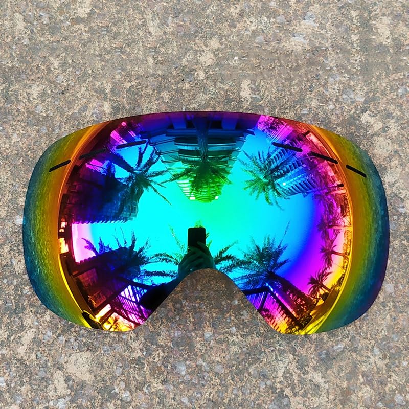 【送料無料】[CHMKSTC] スキーゴーグル 交換用レンズ 球面レンズ 180°広視野 レンズ着脱交換可能 軽量 耐衝撃 グリーン