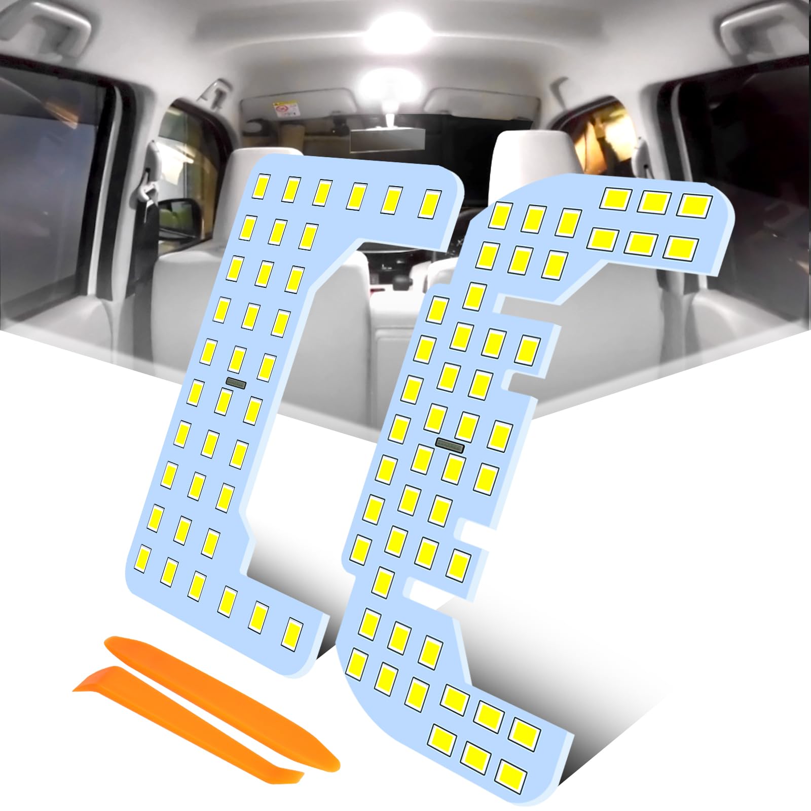 【送料無料】SINMAIT エブリィバン DA17V LED ルームランプ エブリィ ハイルーフ DA17用 LED 室内灯 6000k ホワイト 白 専用設計 カスタムパーツ スクラム バン ハイルーフ DG17/NV100クリッパーDR17V/ミニキャブ バンDS17V LED内装パーツ 取付簡単 工具付き(2点 ルーム