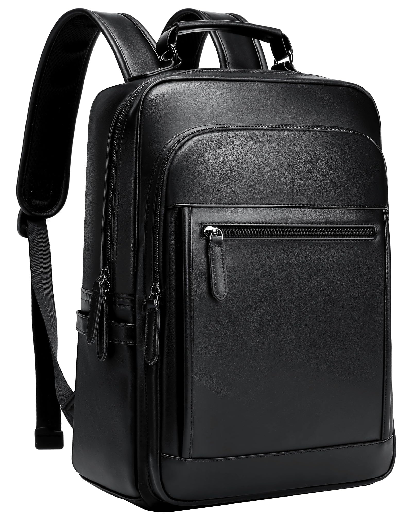 【送料無料】[Bahoes] ビジネスリュック メンズ 防水 軽量 A4 15.6インチノートPC収納 バックパック 通勤 出張 人気 おしゃれ 多機能 PUレザー ブラック