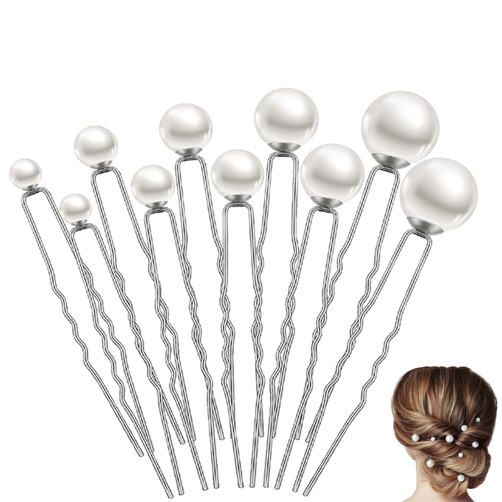 【送料無料】YFFSFDC Uピン ヘアピンパール 髪飾りパールピン ヘアアクセサリーパール パール パーティ 結婚式卒業式 成人式 和装 花嫁 普段使いバレンタイン ギフト ホワイトデー プレゼント おしゃれ（シルバー36本セット ）