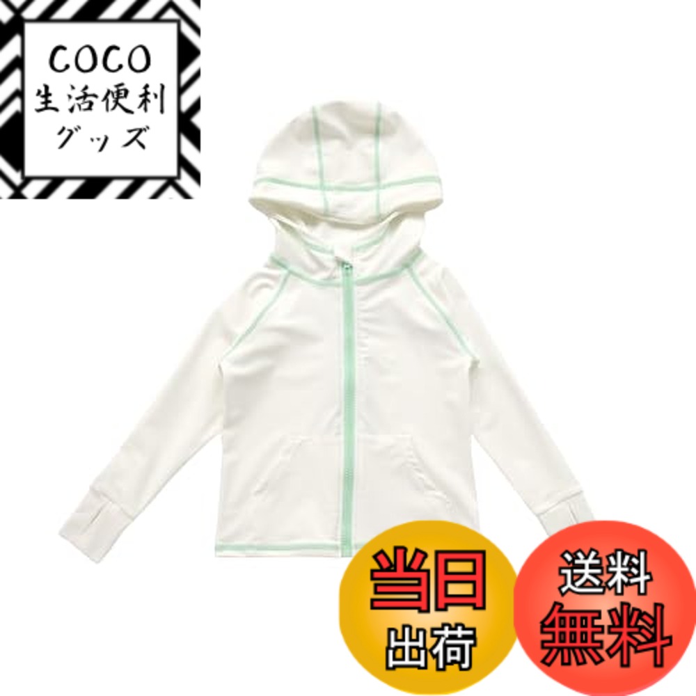 商品情報商品の説明説明 ○セット内容：フード付き ラッシュガード※トップスのみの販売でございます。モデルが着用しているパンツはセットではございません。主な仕様 ○セット内容：フード付き ラッシュガード※トップスのみの販売でございます。モデルが着用しているパンツはセットではございません。○頭から手の甲までしっかり紫外線対策してくれるラッシュガード。○長めの袖に指穴付きなので、手の甲までしっかりとカバーしてくれます。○日焼け止めクリームがお肌に合わないデリケートなお子さんにもおすすめです。プールではもちろん、スポーツやアウトドアシーンでも使える水陸両用モデル。 吸汗速乾素材で濡れてもすぐに乾きます。○シンプルなデザインをで触りのよい柔らかい生地を使用。弾力があり、伸縮性に優れています。○お子さんの成長に合わせて110-160cmまでの豊富なサイズ展開。○Sizeは商品画像を参考にお願い致します。 ※サイズは平置き測定の為、多少の誤差はご了承くださいませ。 ※モデル身長：108cm、着用サイズ:120cmbr○【お手入れ方法】真水ですすぎ洗いをしてから中性洗剤で軽く押し洗いをしてよくすすいで下さい。直射日光を避け、風通しのよい所で陰干して下さい。洗濯機、乾燥機、アイロン、熱湯のご使用はお避け下さい。
