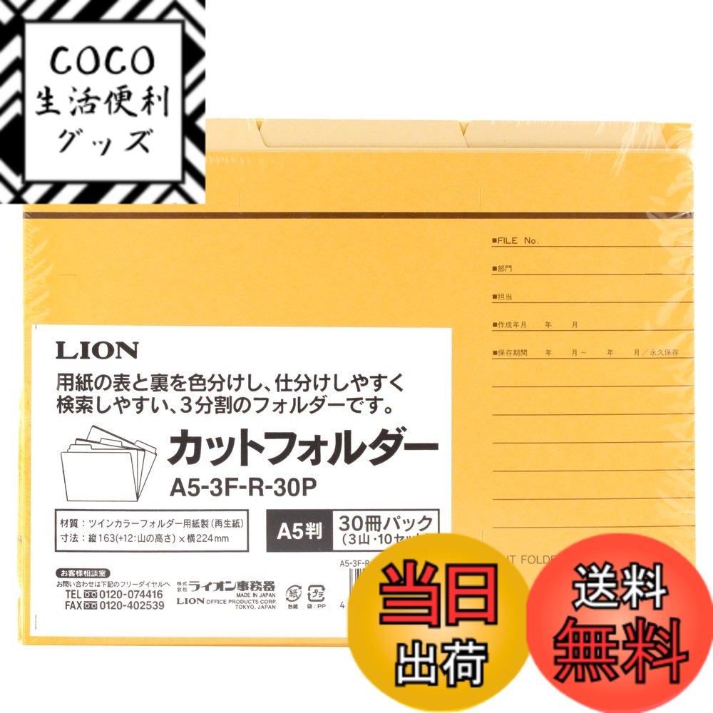 【送料無料】ライオン事務器 カットフォルダー FILE_FOLDER 色：マルチカラー、サイズ：A5