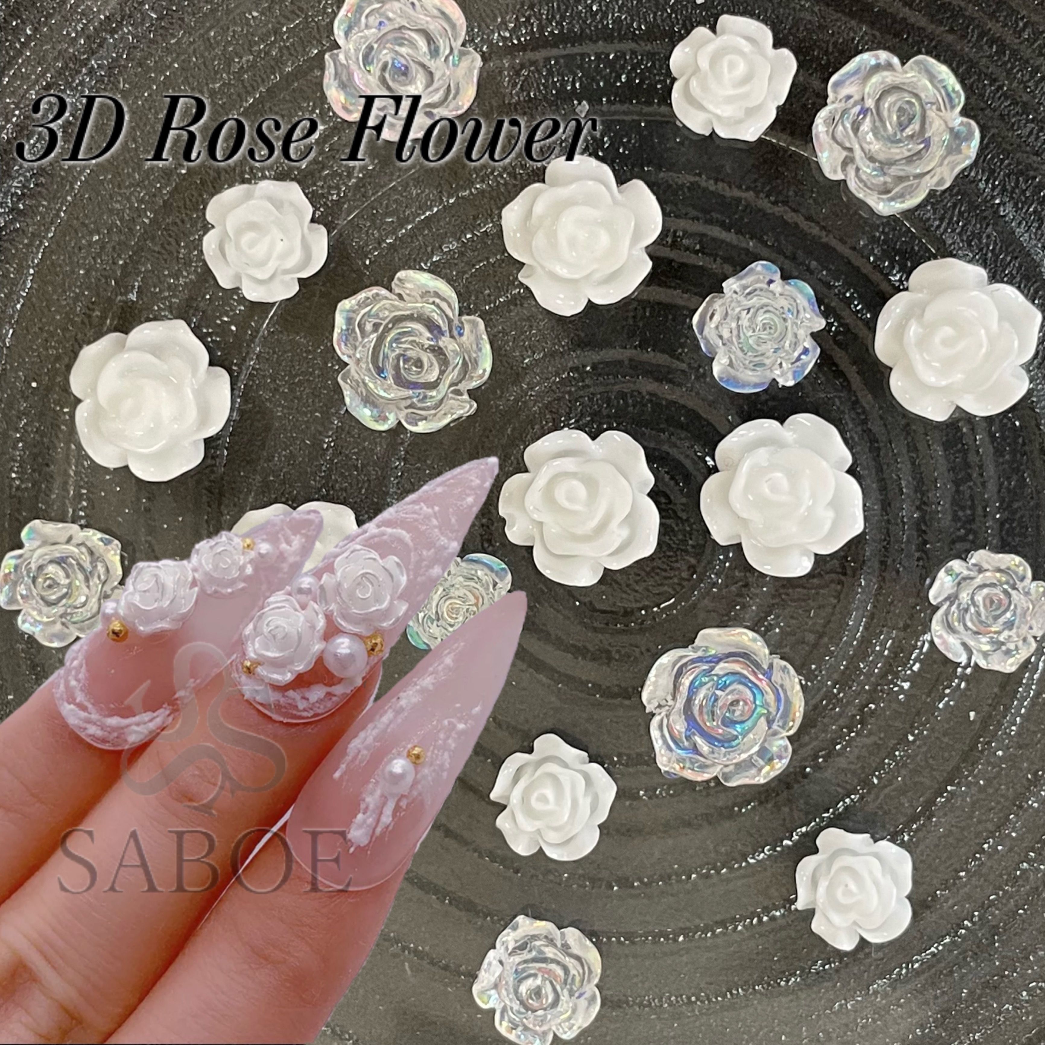 ͥѡ 3D 鯡10ۥե ۥ磻ȥ 6mm 8mm Roseǥѡ Ω ѡ Rose ѡ륢ܥ꡼ 뤦륪ͥ ץͥ ֥饤ͥ 뺧ͥ SABOE