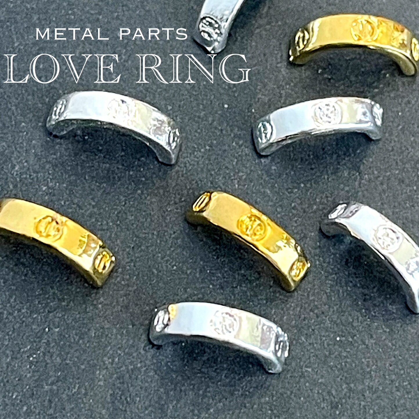ネイルパーツ 【4個セット】カーブ ネイルアクセント ラブリングデザイン LOVEring バックル ベルト シルバー ゴールド メタルパーツ ネイルピアス ス...