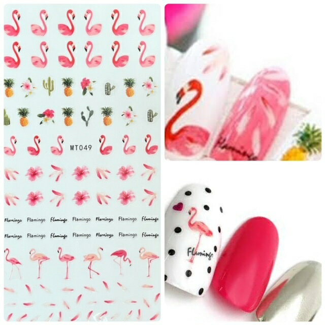 ネイルシール【1枚】フラミンゴ パイナップ MT049 NailSticker 花 ハイビスカス サボテン 英字 ロゴ フラワー 夏ネイル ネイルステッカー ガーリーネイル 春ネイル 人気ネイルシール 夏ネイル 韓国ネイル ネイルパーツ SABOEのサムネイル