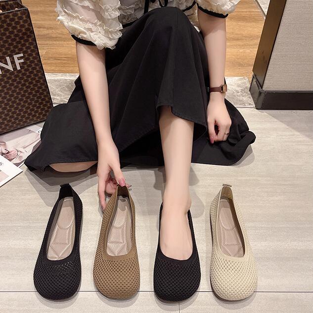 パンプス　レディース ニット　フラットパンプス バレエパンプス ぺたんこ ニットパンプス 通気性よい　履きやすい　走れる 長時間　通勤 仕事　可愛いサンダル 歩きやすい おしゃれ 疲れない 靴 シューズ