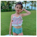 スクール水着 キッズ 子供用水着 スイムウェア ベビー水着 花柄 2点セット ジュニア フリル水着 女の子 カワイイ 夏 水着セット 可愛い 速乾
