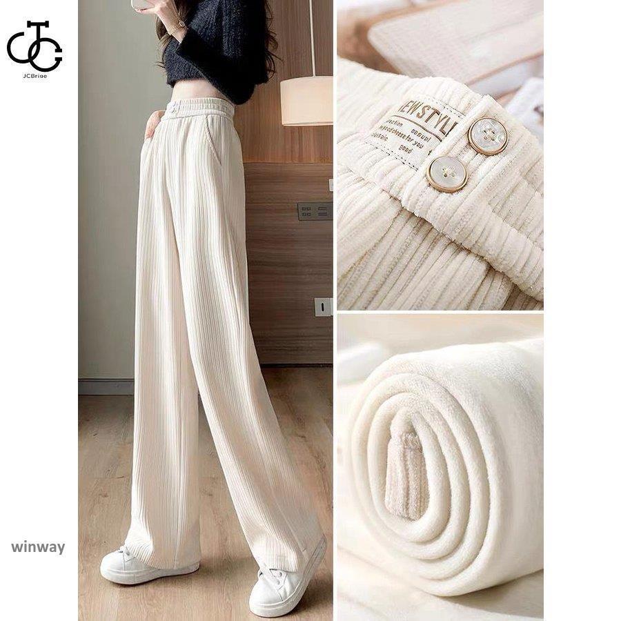 ワイドパンツ レディース ボトムス 長ズボン ロングパンツ 保温 パンツ ハイウエスト ストレート シェニール 秋 冬
