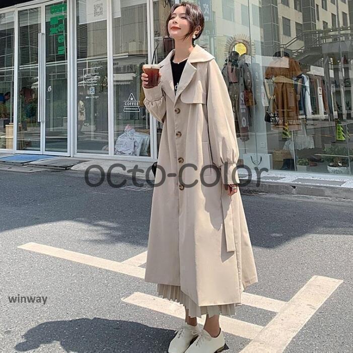 スプリングコート レディース トレンチコート 春コート ロングコート 春 秋 アウタ...