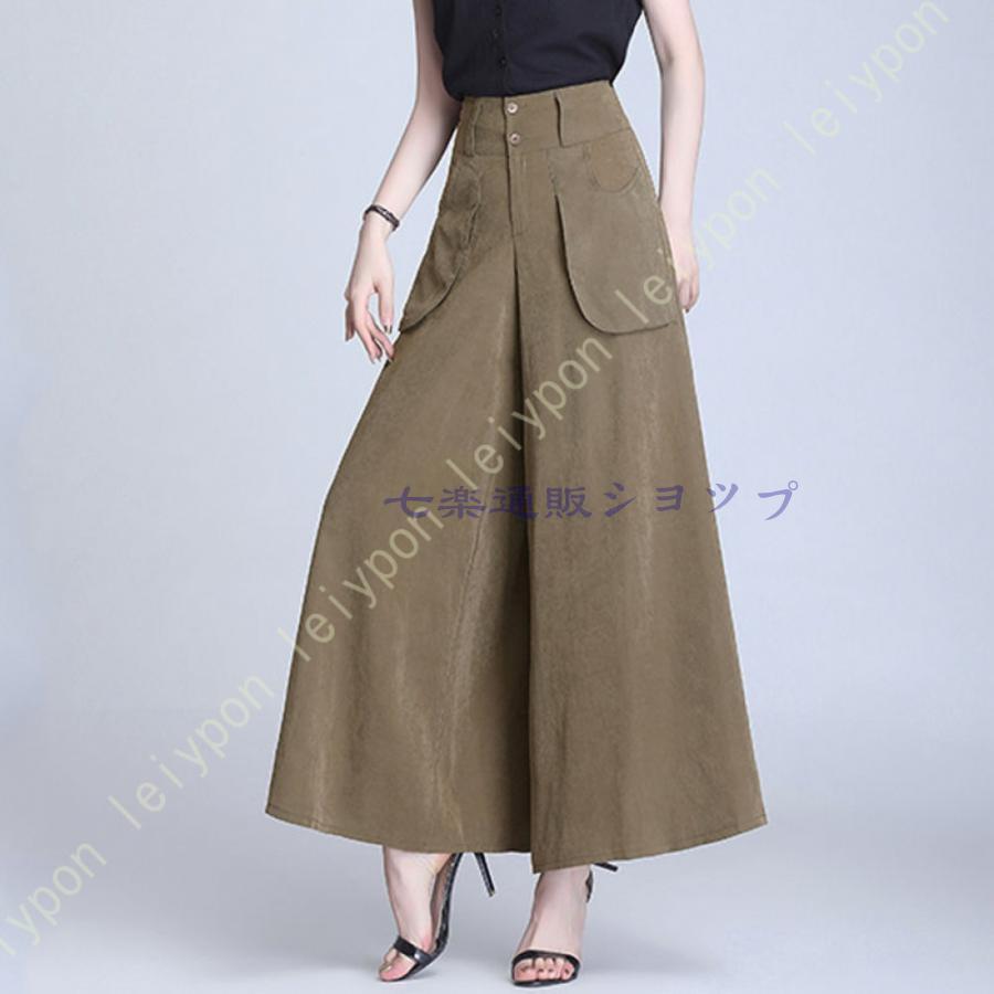 ワイドパンツ キュロット レディース 大きいサイズ ボトムス 袴パンツ ガウチョパンツ フレア 無地 薄手 黒 ロングパンツ ボトムス スーツ 母 ママ 結婚式
