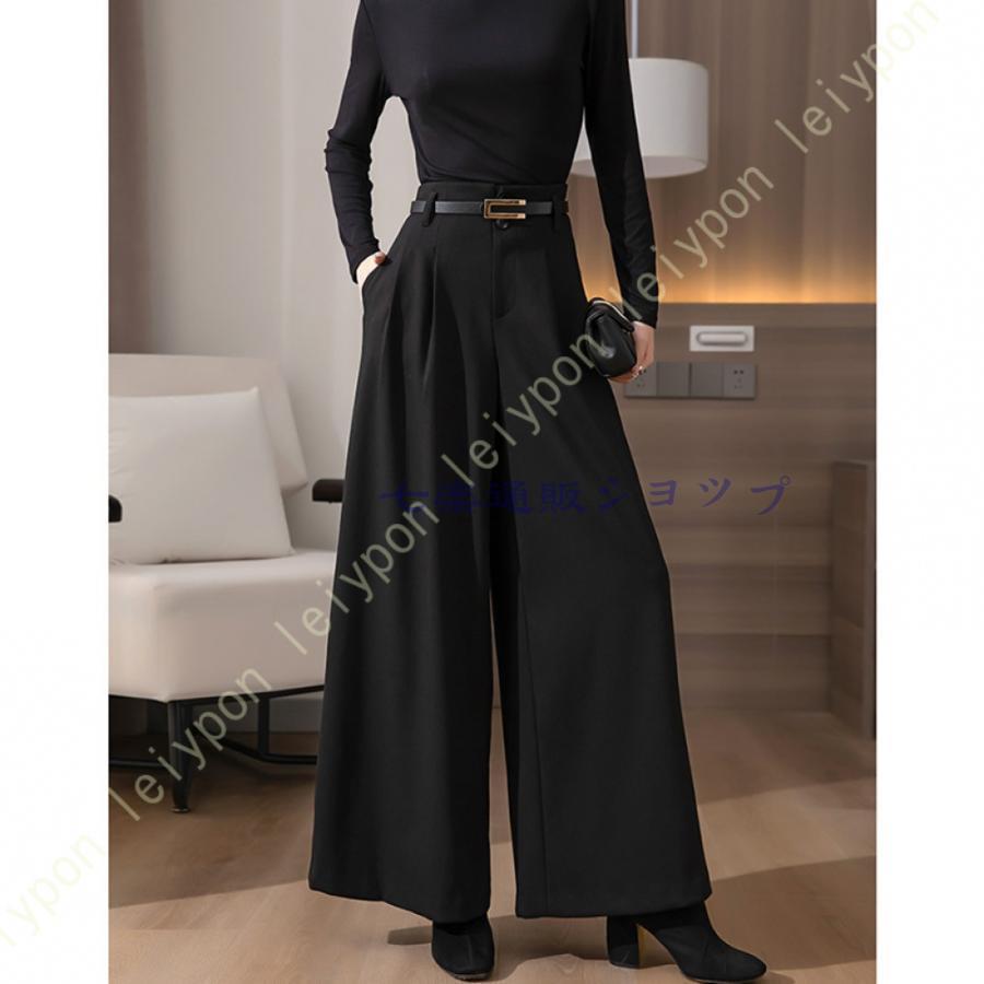 春夏 レディース ワイドパンツ 通勤 キュロット 無地 ワイドパンツ 普段着 カジュアル スカンツ スカーチョ フレア マキシ丈 細見せ 脚長 ロング丈 着回し