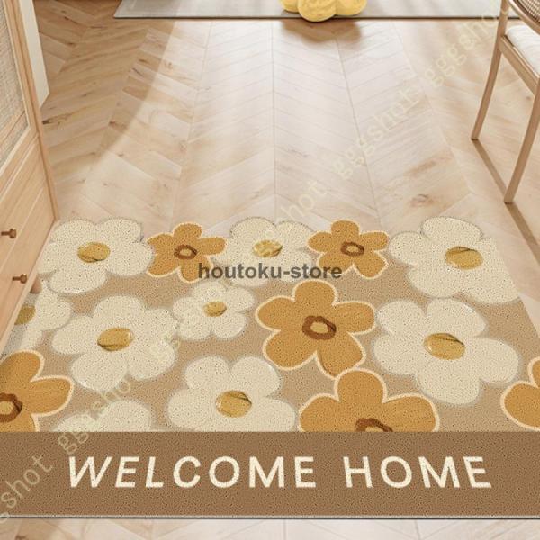 玄関マット 室内 屋内 エントランス 洗える おしゃれ 涼しげな 風水 すべりどめ 小さめ 北欧 花柄 オリエンタル エスニック ドアマット 軽い 薄い エレガント