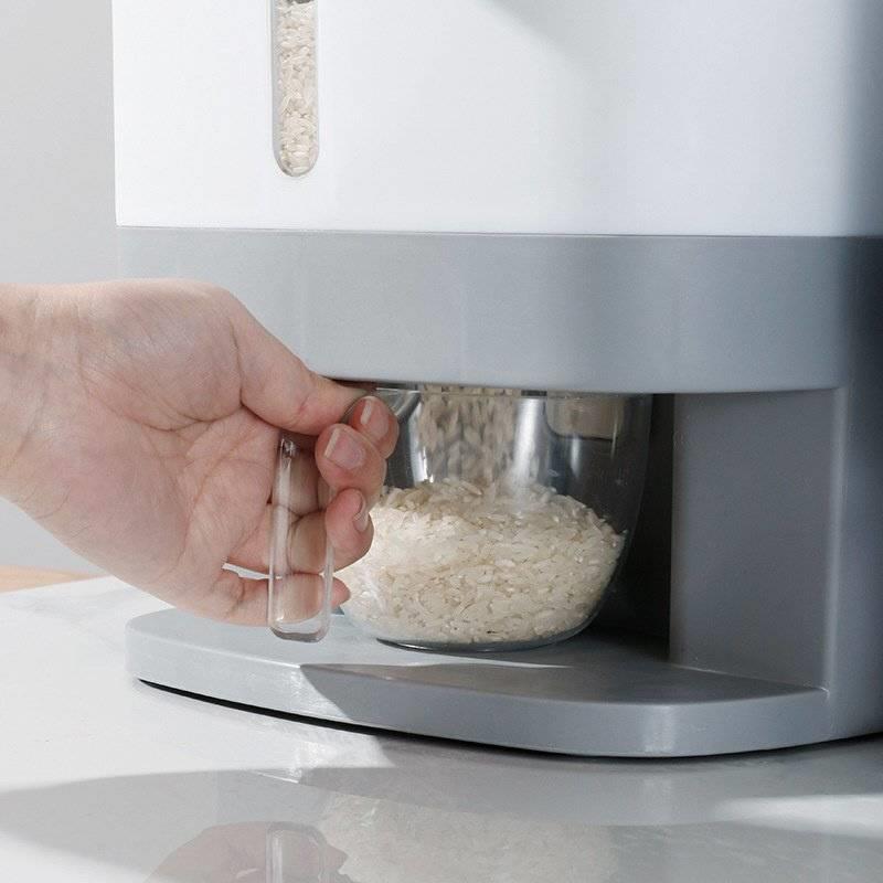 米びつ 米櫃 計量米櫃 計量米びつ ライスストッカー 省スペース スリム 洗える プラスチック おしゃれ シンプル グレー ブルー 10kgタイ