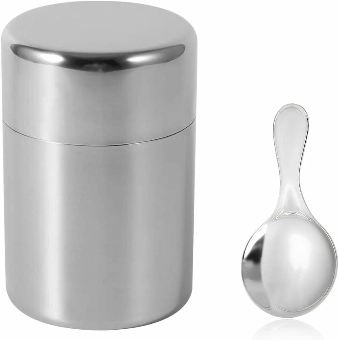 樂天商城 - 茶筒 保存容器 茶缶 400ml キャニスター お茶缶 コーヒー 紅茶 ステンレス お茶入れ 密閉性が良い 光遮断 鮮度を保つ 食洗機対応 プレゼ