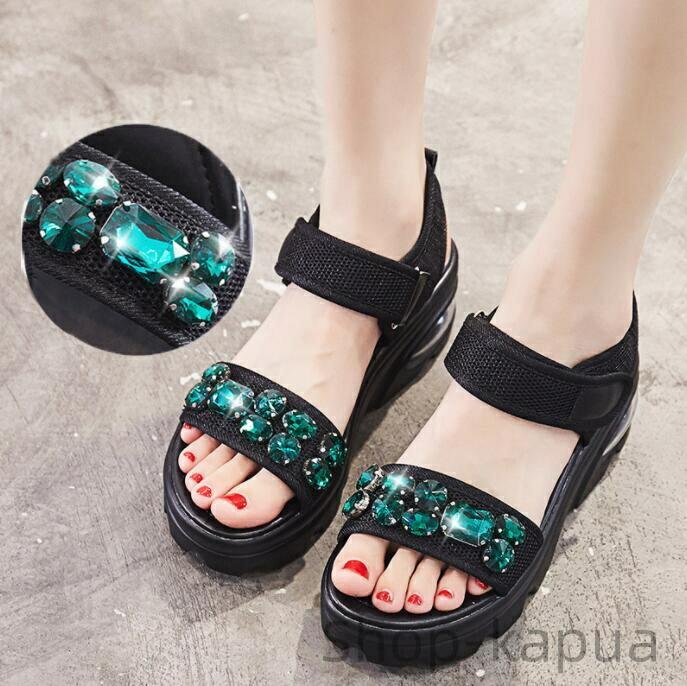 Sports Sandal - 【送料無料】スポサン シューズ サンダル カジュアル 美脚効果 アウトドア 歩きやすい サンダル スポーツ スニーカー ベルクロ 靴 厚底靴 ビーチサンダル レディース 軽量 ーチサンダル