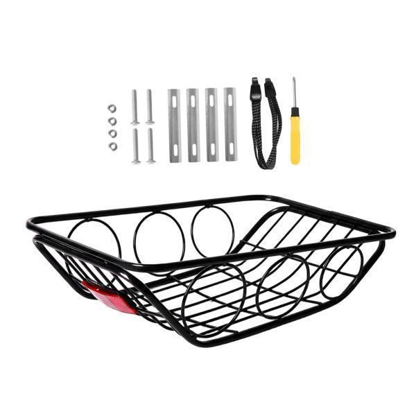 自転車リアバスケット 後ろカゴ うしろ用バスケット 固定式後ろバスケット浅型バスケット 自転車用リアバスケット 自転車用リアバスケット 荷物収納 厚手