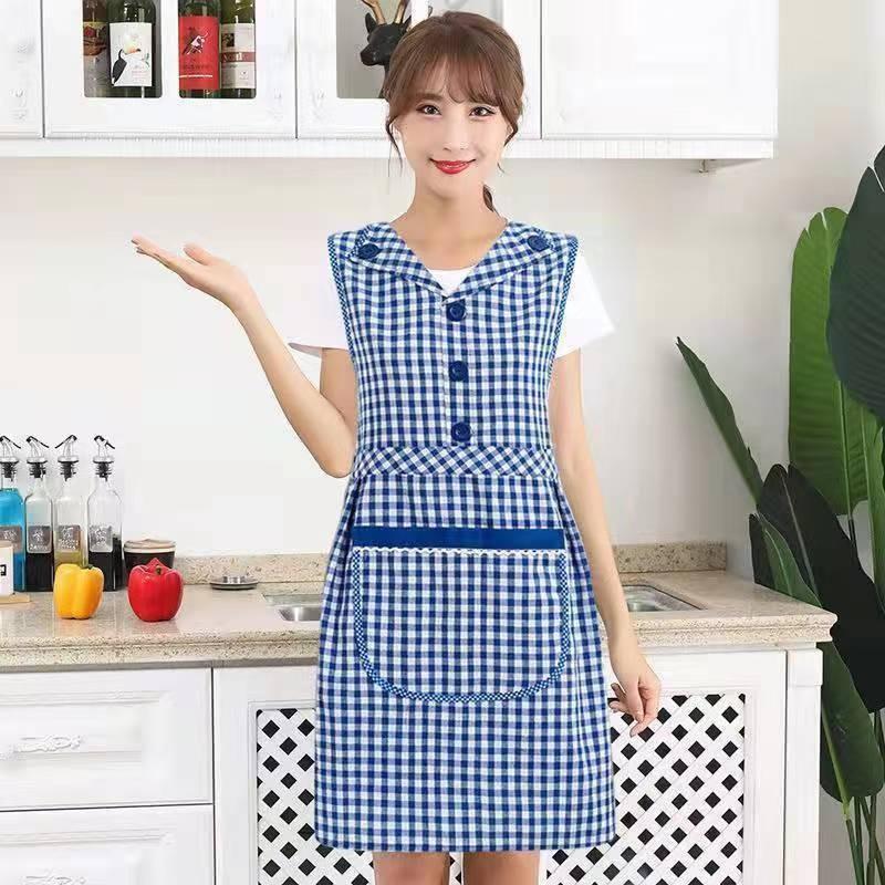 エプロン ワンピース風 キッチン用品 女性用 レディース ポケット付き チェック柄 ...