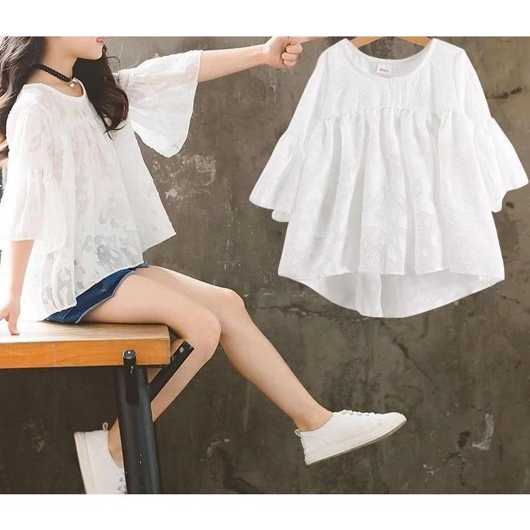 Other - 子供服 夏服 セットアップ キッズ 女の子 韓国子供服 上下セット 2点セット トップス 半袖 Tシャツ シフォン ショートパンツ 短パン 通学着 120 130 140