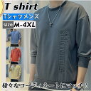 ロングTシャツ メンズ Tシャツ 長袖 クルーネック プリント 英字 シンプル トップス カジュアル スリム 着痩せ 春秋 ルームウエア