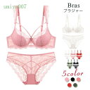 ブラジャー ショーツ 上下セット レディースファッション ランジェリー インナー ブラ 下着 女性用 婦人 3/4カップ シースルー 透/ レース ブラ