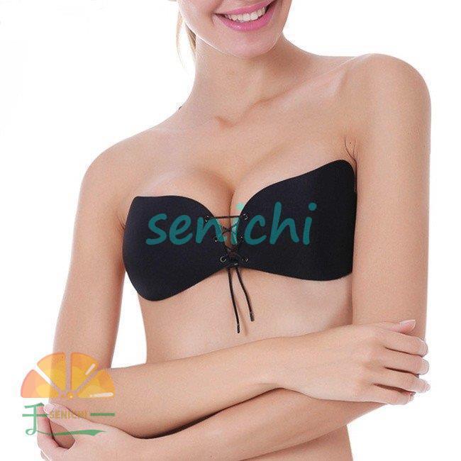 シリコンブラ 水着 コルセット型 ブラック ヌードブラ ヌー ブラジャー 水着用 盛...
