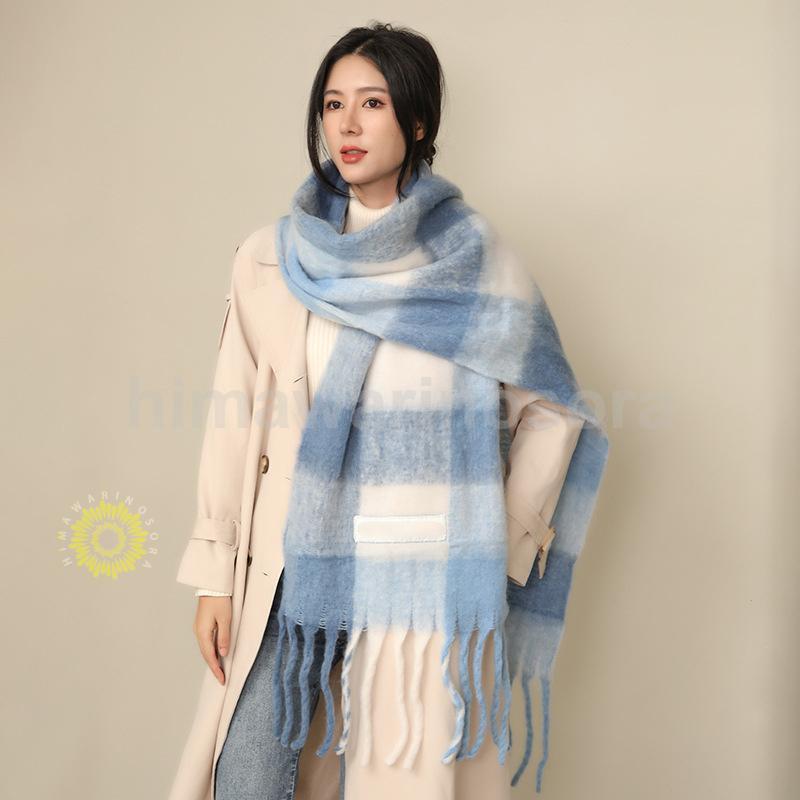 HILLTOP / ヒルトップ マフラー LAMBSWOOL & ANGORA MUFFLERS FAH 01621 A1 BLUE ( ブルー系チェック ) 【楽ギフ_包装】