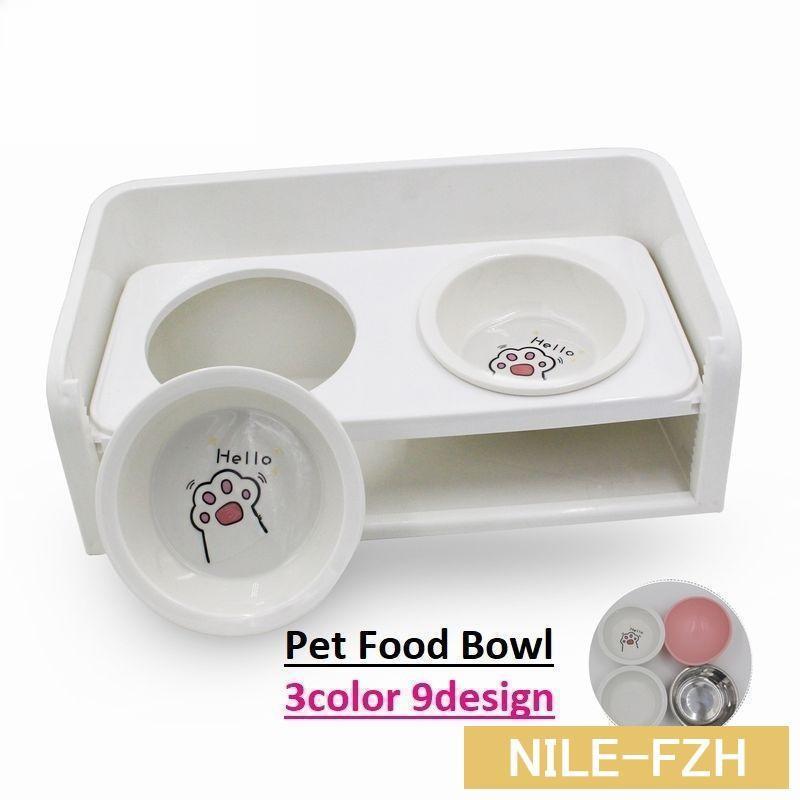 ペット用食器 フードボウル ウォーターボウル 犬用 猫用 ペットグッズ 台付き 高さ調整可能 セラミック..