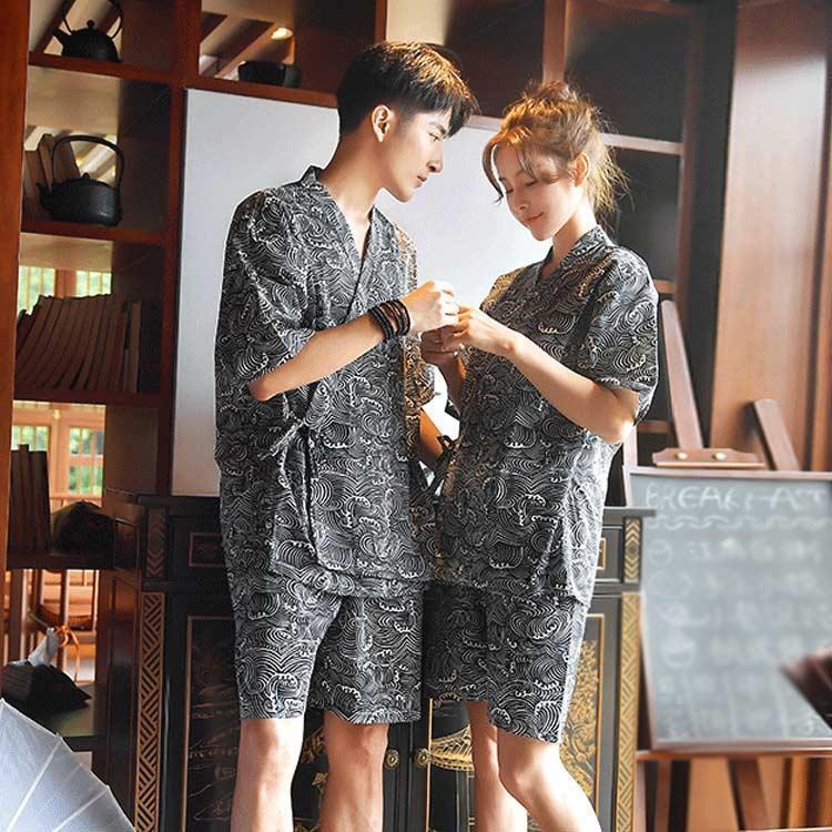 甚平 レディース パジャマ 作務衣 甚平 メンズ 和風 和柄 上下セット お揃い ルームウエア ナイトウエア 普段着 大きいサイズ 夏 浴衣 ペアルッ