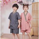 甚平子供パジャマVネックキッズ和風ルームウェア半袖上下セットジュニア女児男児こどもkids前開き寝巻き寝巻風呂夏祭り