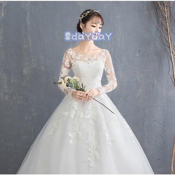 ウェディングドレス 結婚式 花嫁 プリンセスドレス 白ドレス ロングドレス 披露宴