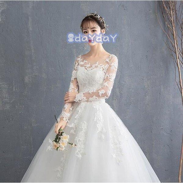ウェディングドレス 結婚式 花嫁 プリンセスドレス 白ドレス ロングドレス 披露宴