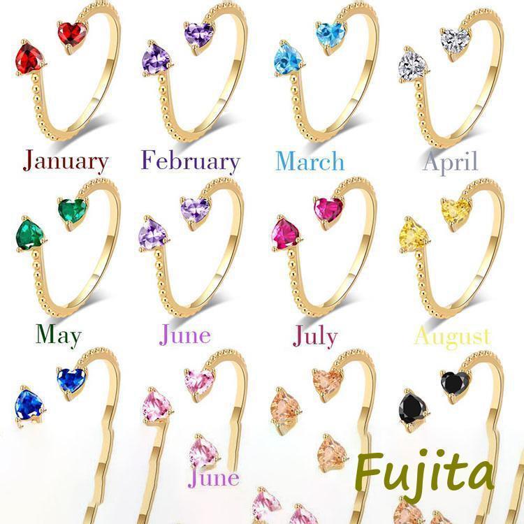 樂天商城 - 指輪 レディース リング 誕生石 ハート フリーサイズ パワーストーン birthstone ゴールド 彼女 妻 誕生日お祝い プレゼント